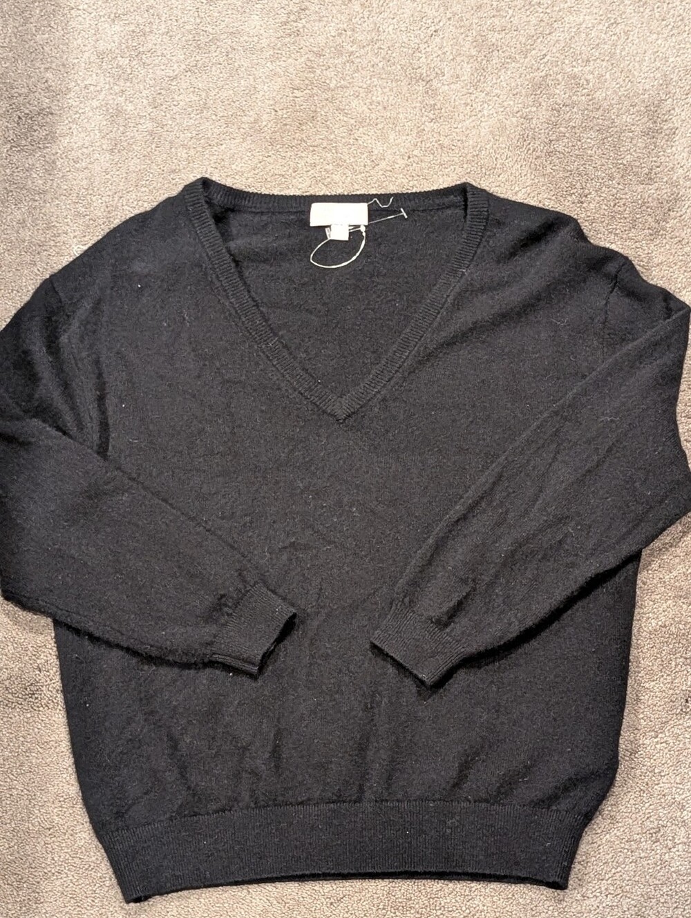 J. Crew Cashmere Relaxed V-Neck Women's Black Sweater - NWOT XS #BA394